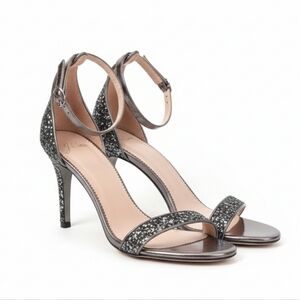 J.Crew Riley Glitter Sandals - Made in Italy - Gunmetal Silver - Size 8